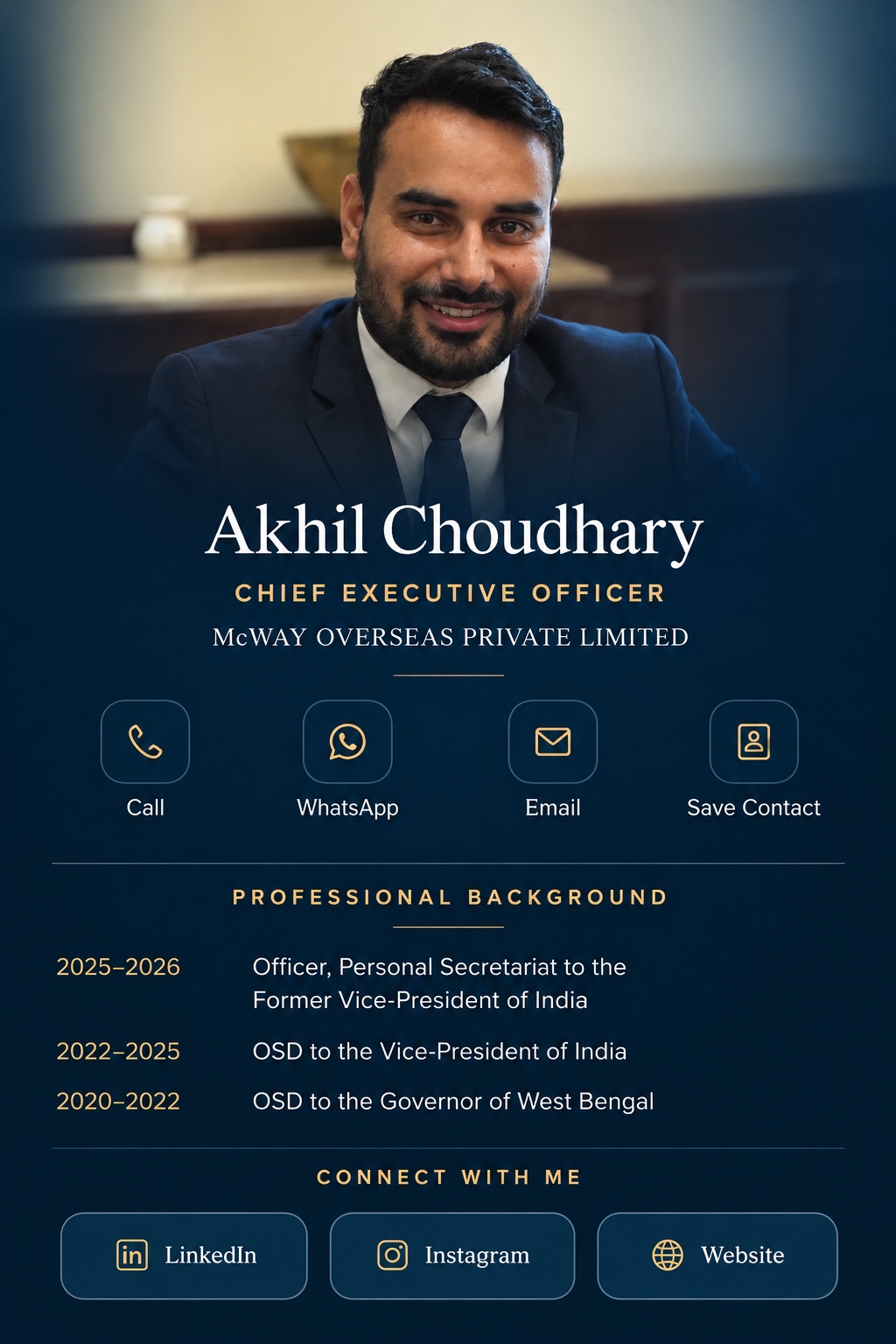 Akhil Choudhary, Chief Executive Officer, McWAY Overseas Private Limited. Professional background and contact profile.